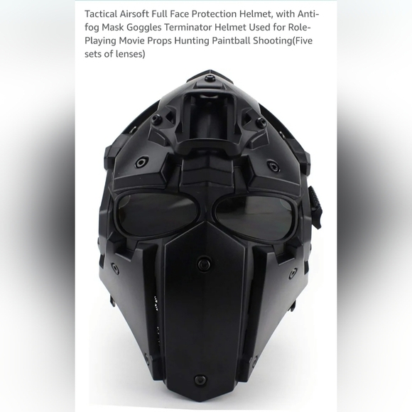 Airsoft Tactical Black Full Face Helmet. Cosplay, Helmet, Role Playing Film Prop - Picture 1 of 8